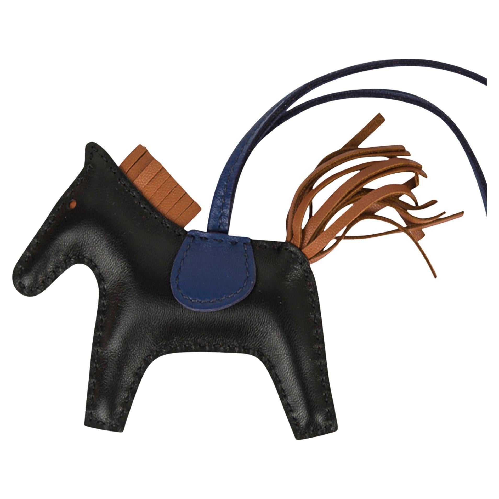 Hermes Rodeo PM Bag Charm Negro / Zafiro Azul / Oro