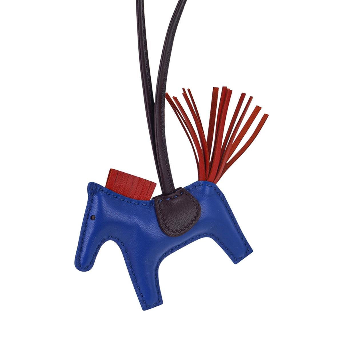 Hermes Rodeo PM Bag Charm Blue de France/ Cornaline/ Rouge Sellier In New Condition For Sale In Miami, FL