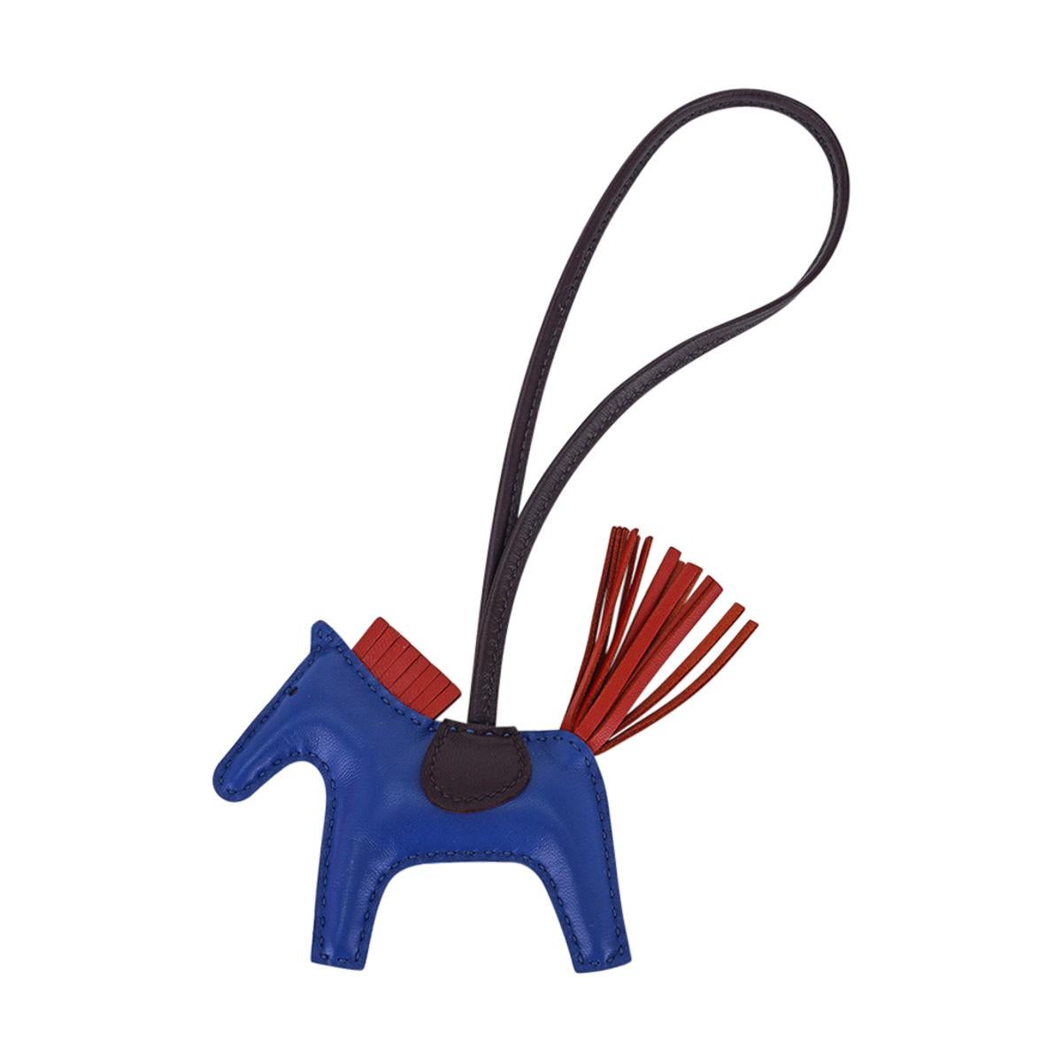 Hermes Rodeo PM Bag Charm Blue de France/ Cornaline/ Rouge Sellier For Sale 2