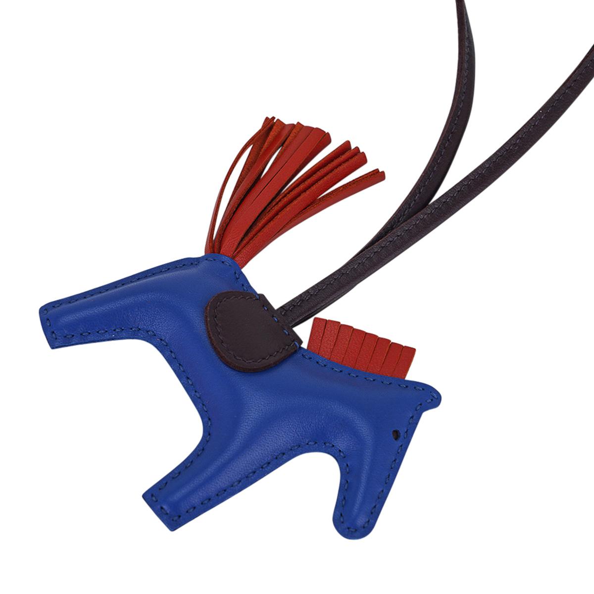 Hermes Rodeo PM Bag Charm Blue de France/ Cornaline/ Rouge Sellier For Sale 3