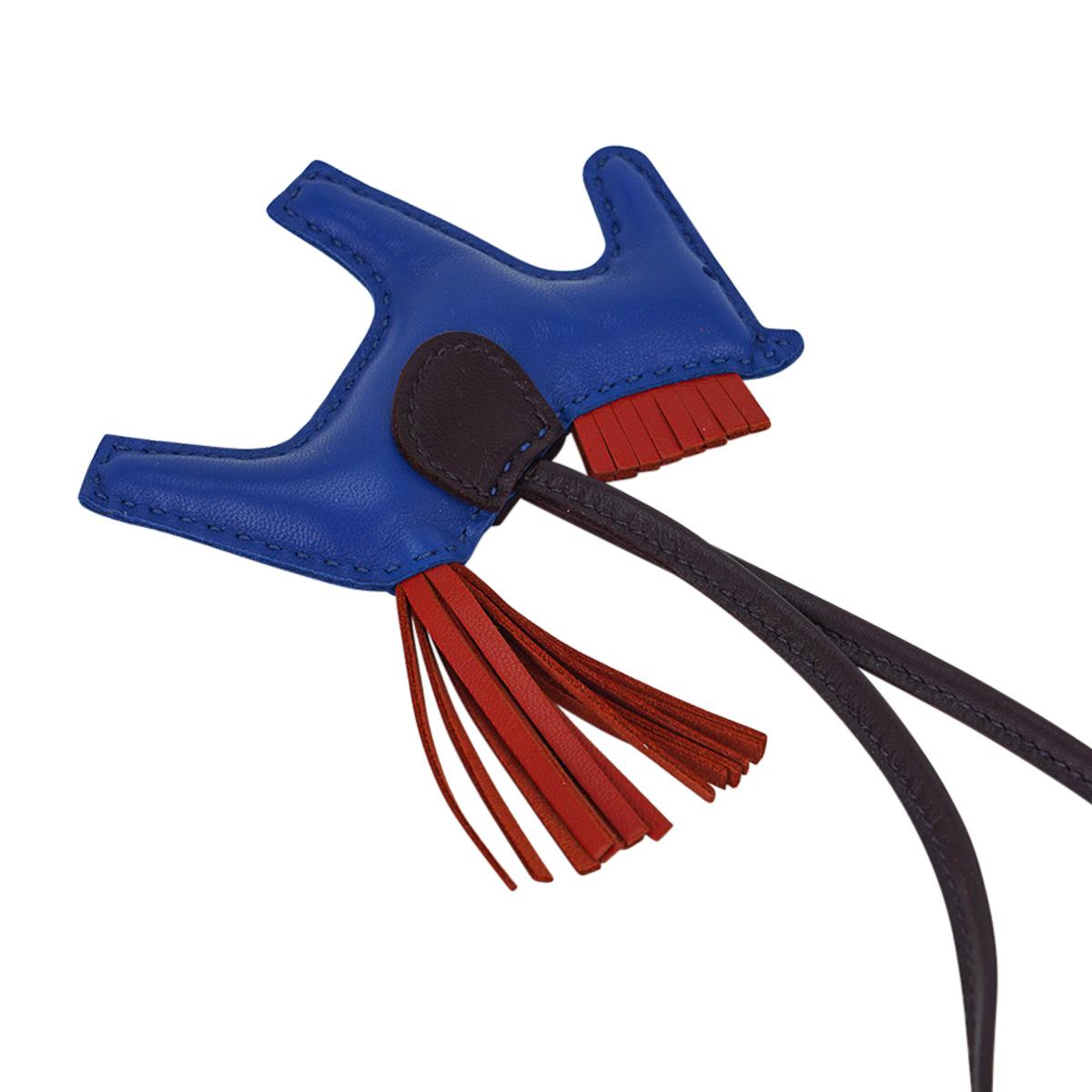 Hermes Rodeo PM Bag Charm Blue de France/ Cornaline/ Rouge Sellier For Sale 4
