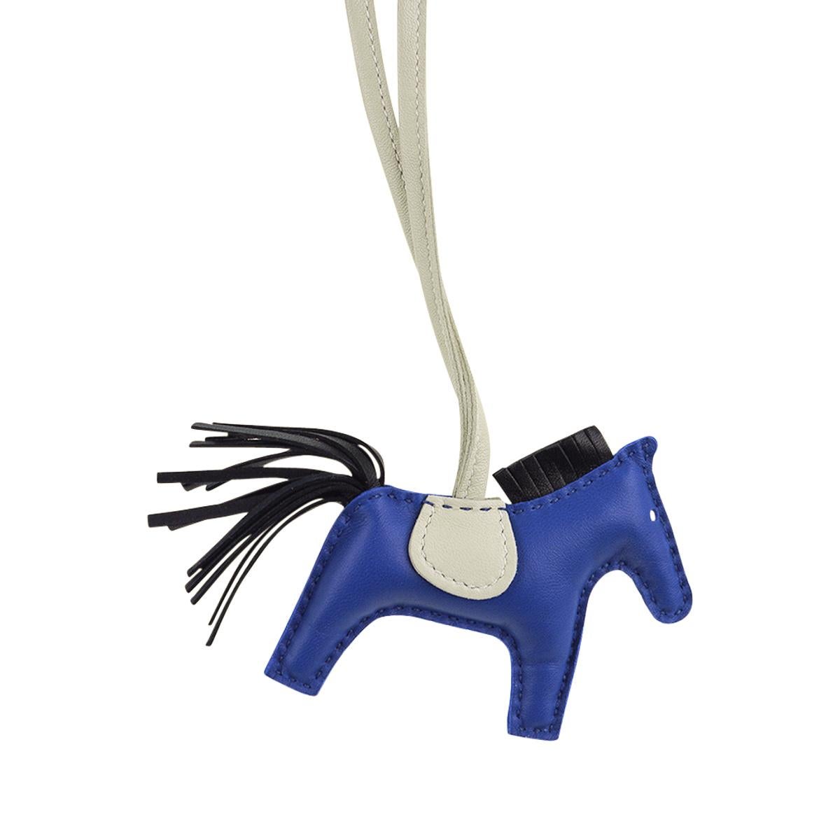 Hermes Rodeo PM Bag Charm Blue de France Craie and Noir In New Condition For Sale In Miami, FL