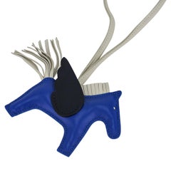 Hermes Rodeo PM Bag Charm Blue de France/ Craie / Black