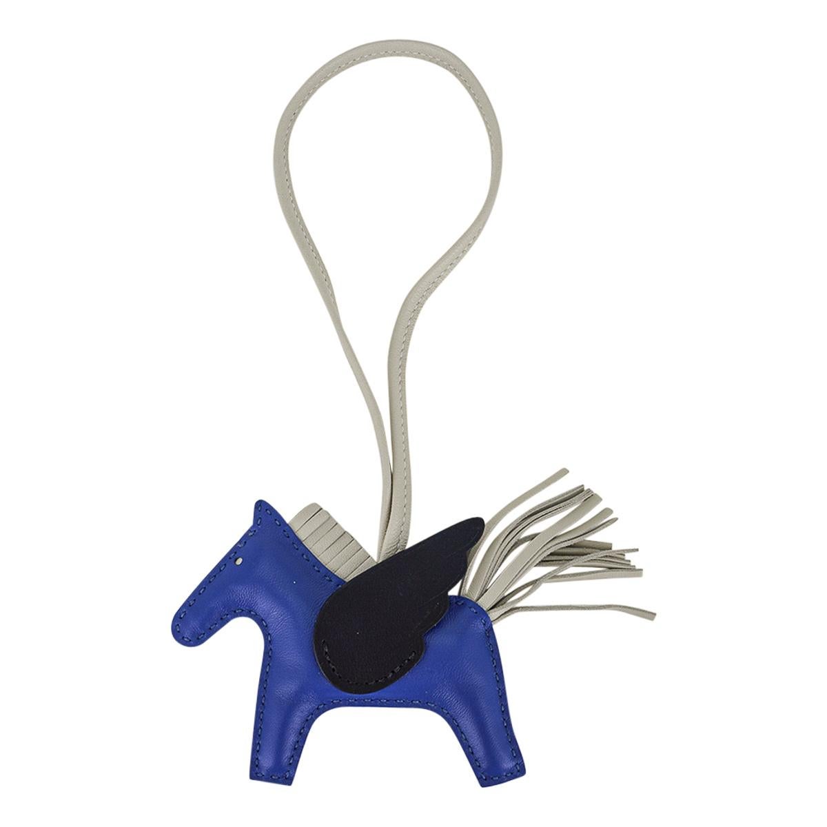Hermes Rodeo PM Bag Charm Blue de France/ Craie / Black In New Condition For Sale In Miami, FL
