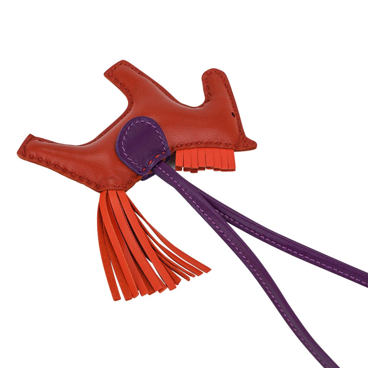 Hermes Rodeo PM Bag Charm Cornaline / Orange Poppy / Violet For Sale 4