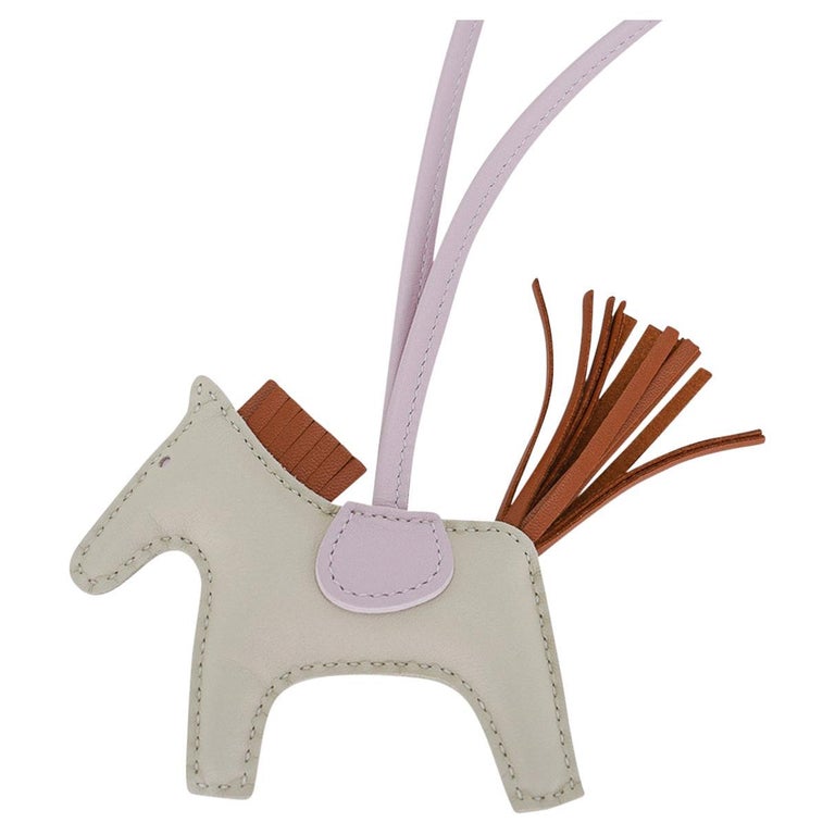 Hermes Craie/Mauve Pale/Vert Cypress Pegasus Horse Rodeo Bag Charm PM