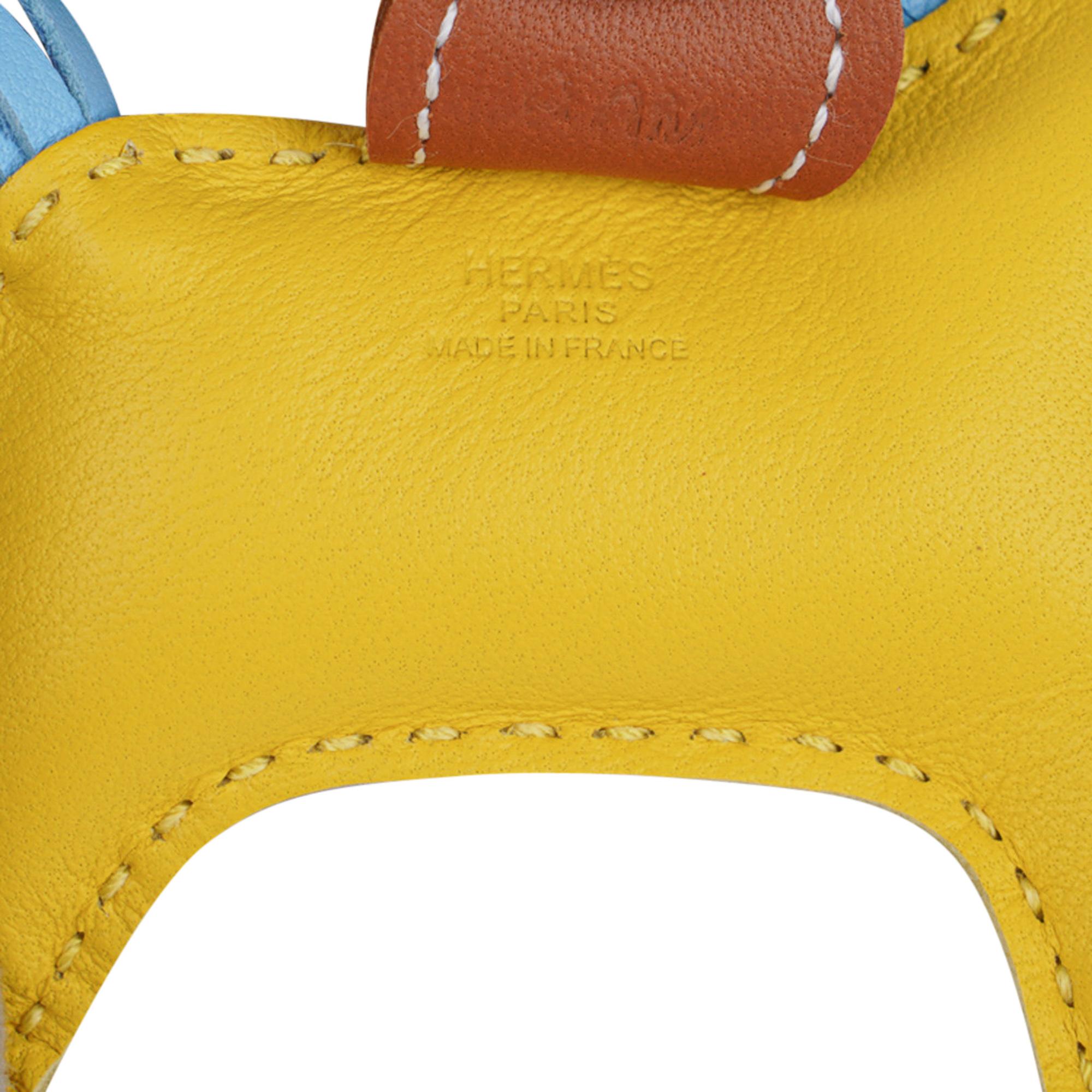 Hermes Rodeo PM Bag Charm Jaune de Naples / Blue Celeste  / Gold For Sale 1