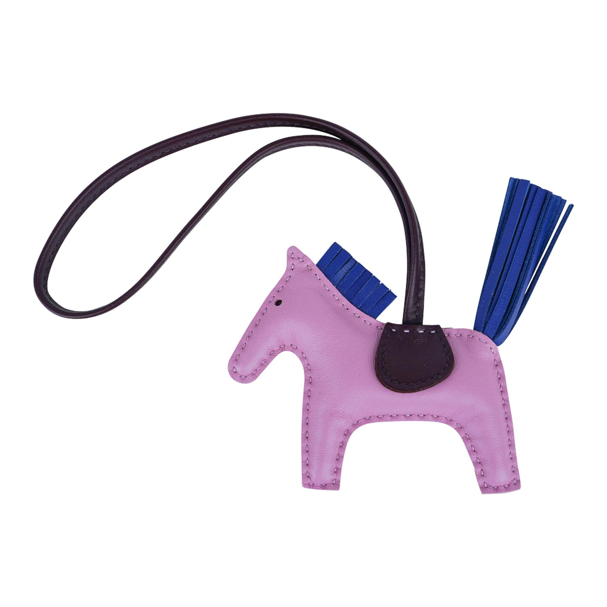 Women's Hermes Rodeo PM Bag Charm Mauve Sylvestre / Bleu de France / Rouge Sellier For Sale