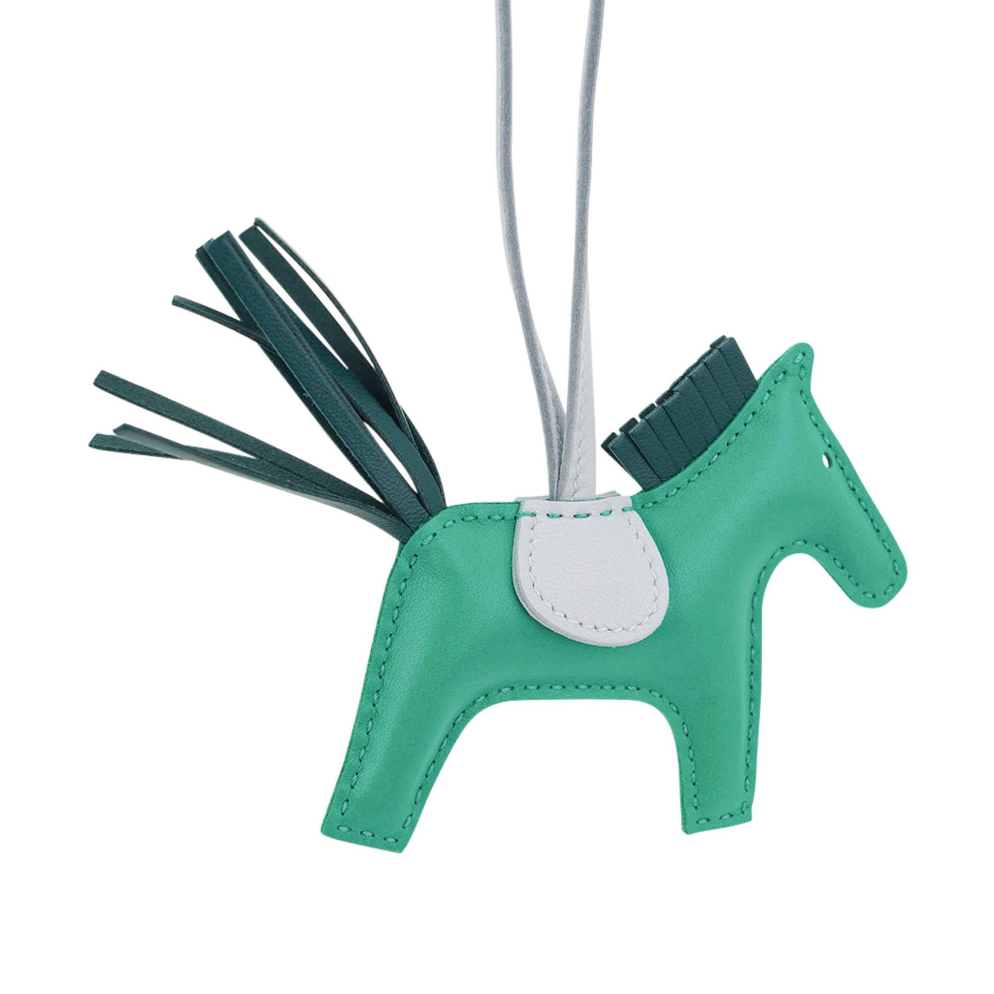 Hermes Rodeo PM Bag Charm Menthe  Malachite and Blue Brume In New Condition For Sale In Miami, FL