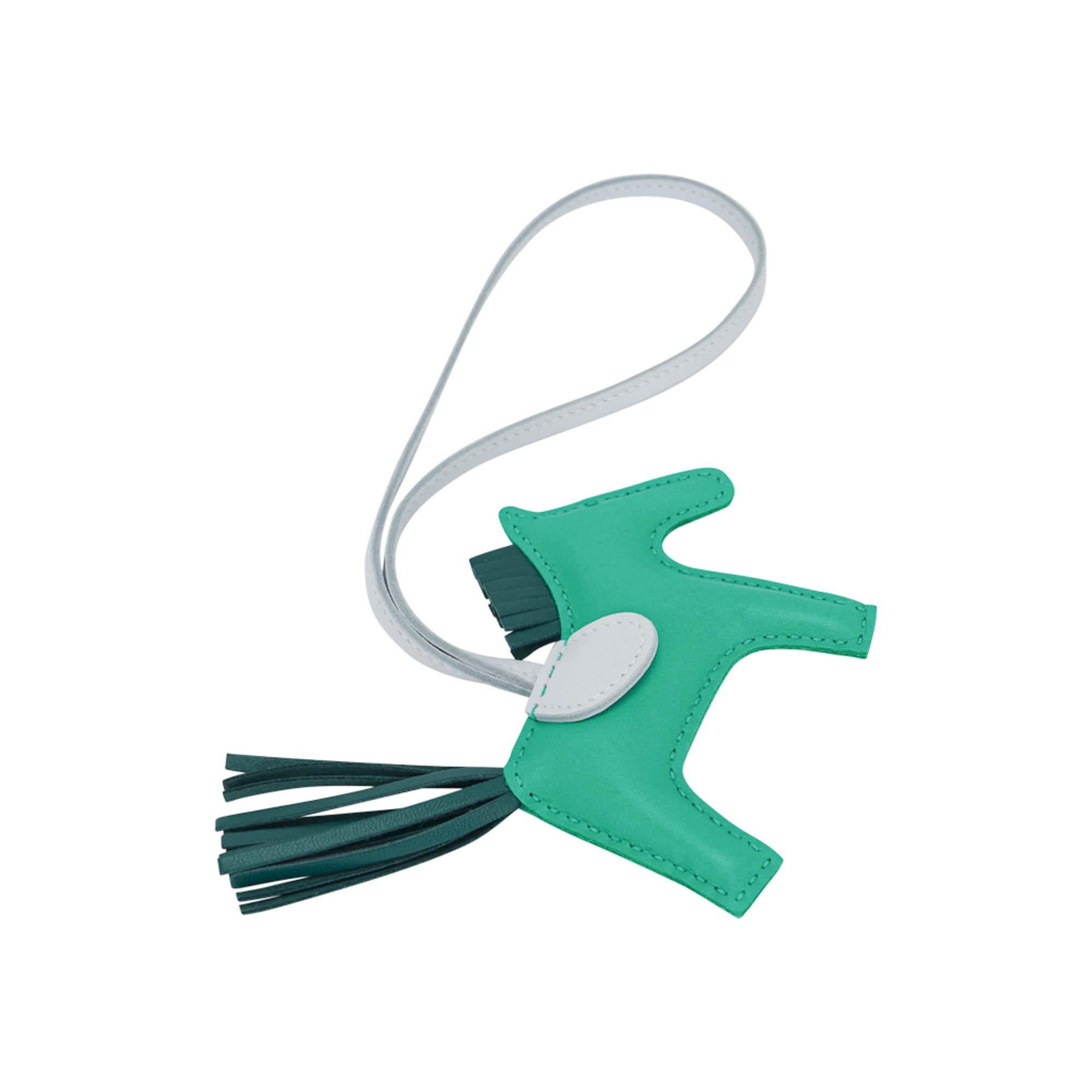 Women's Hermes Rodeo PM Bag Charm Menthe  Malachite and Blue Brume For Sale
