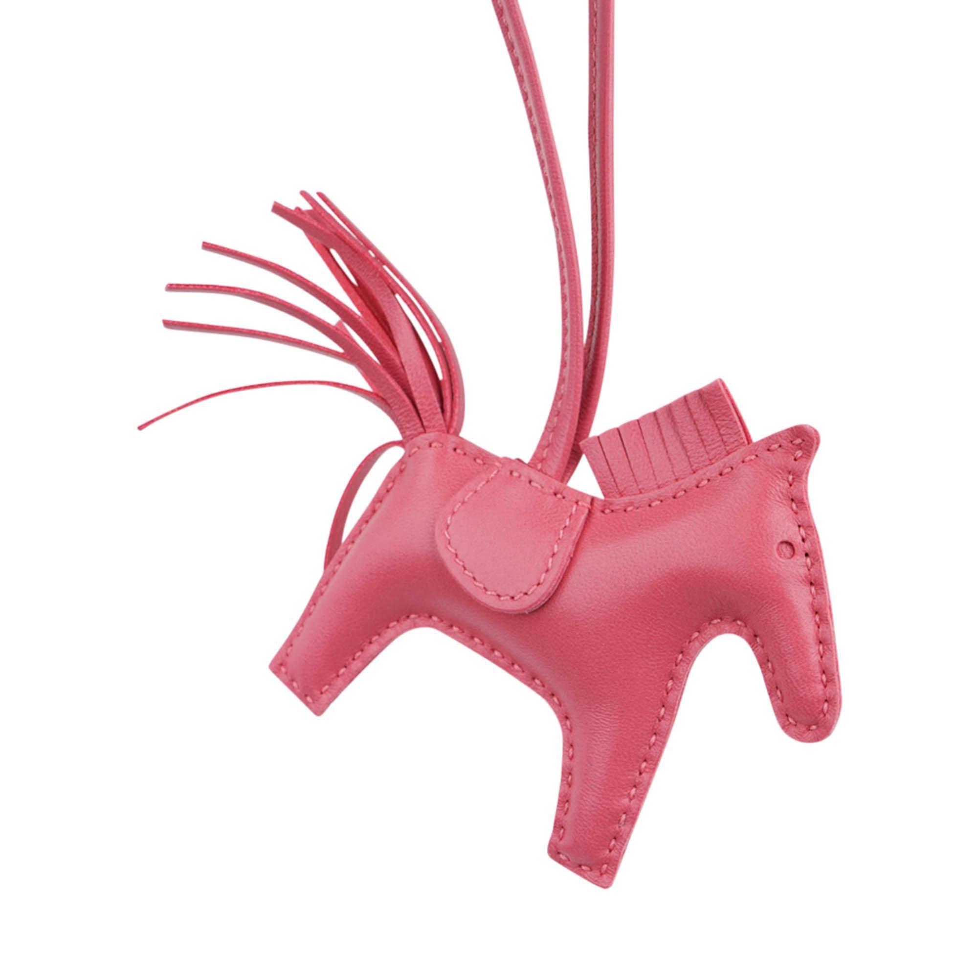 Pink Hermes Rodeo PM Bag Charm Rose Azalee For Sale