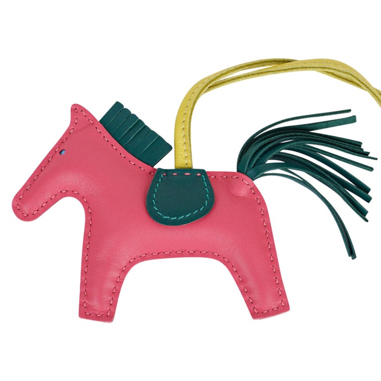 [New]HERMES Milo Lambskin Grigri Rodeo Horse Bag Charm PM Lime Sesame