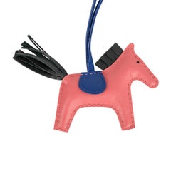Hermes Rodeo PM Bag Charm Rose Azalee Vert Cypress and Blue Electric