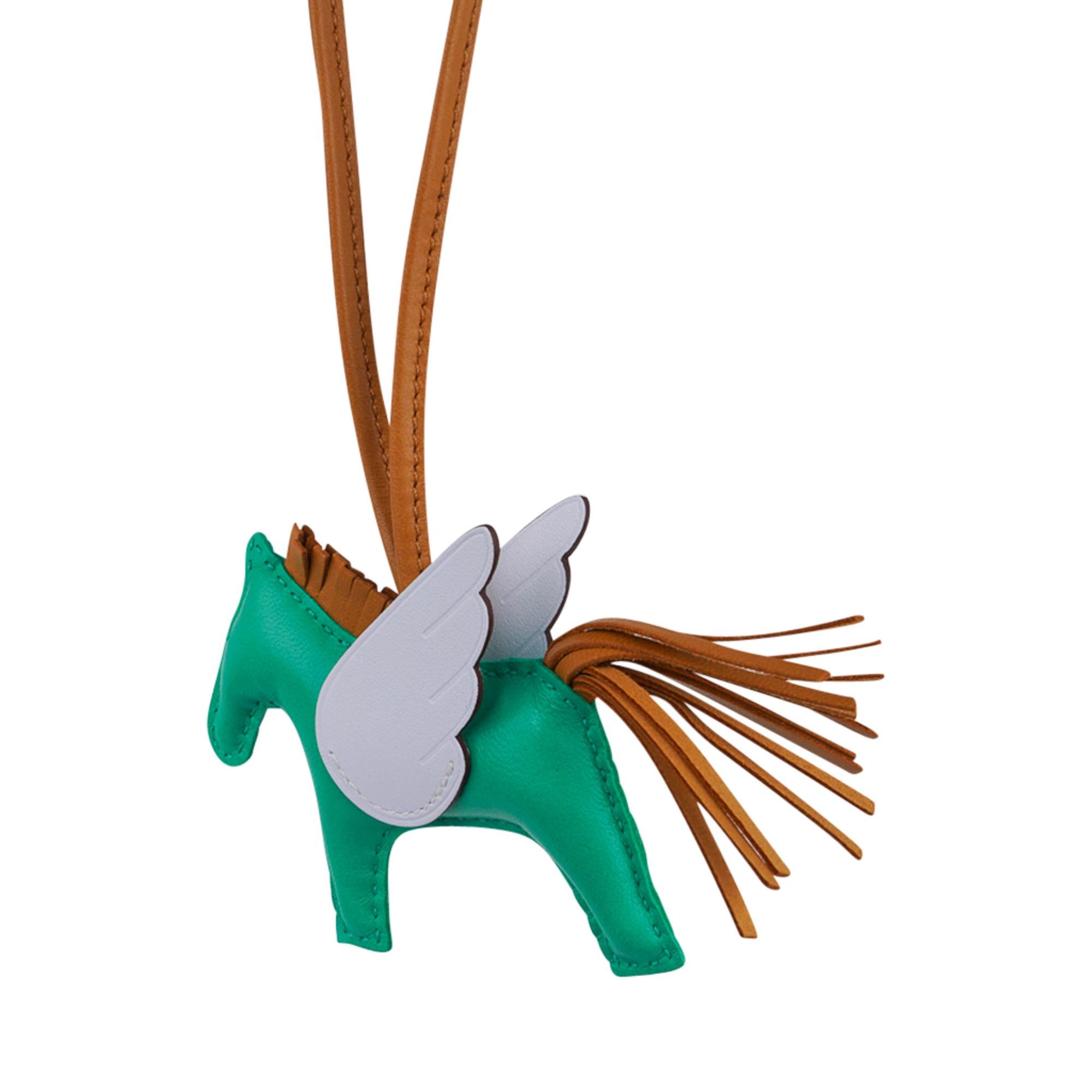 Hermes Rodeo PM Pegase Bag Charm Menthe Blue Brume and Sesame For Sale 2