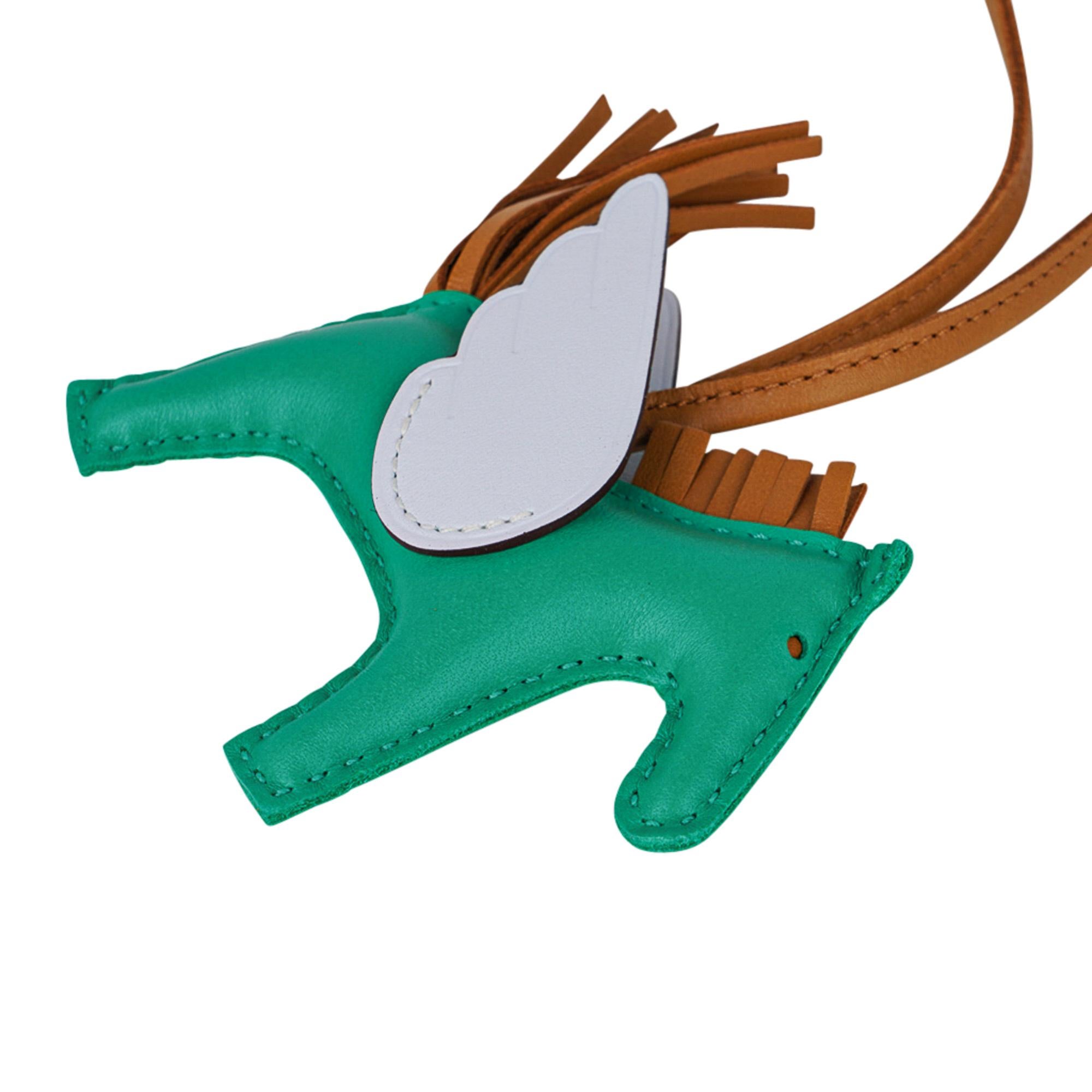 Hermes Rodeo PM Pegase Bag Charm Menthe Blue Brume and Sesame For Sale 4