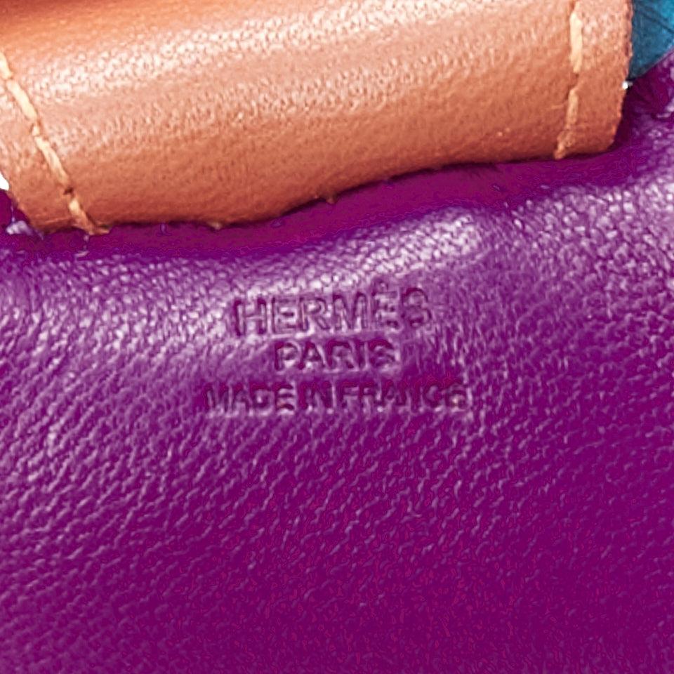 HERMES Rodeo PM purple leather brown trim fringed tail horse charm For Sale 1