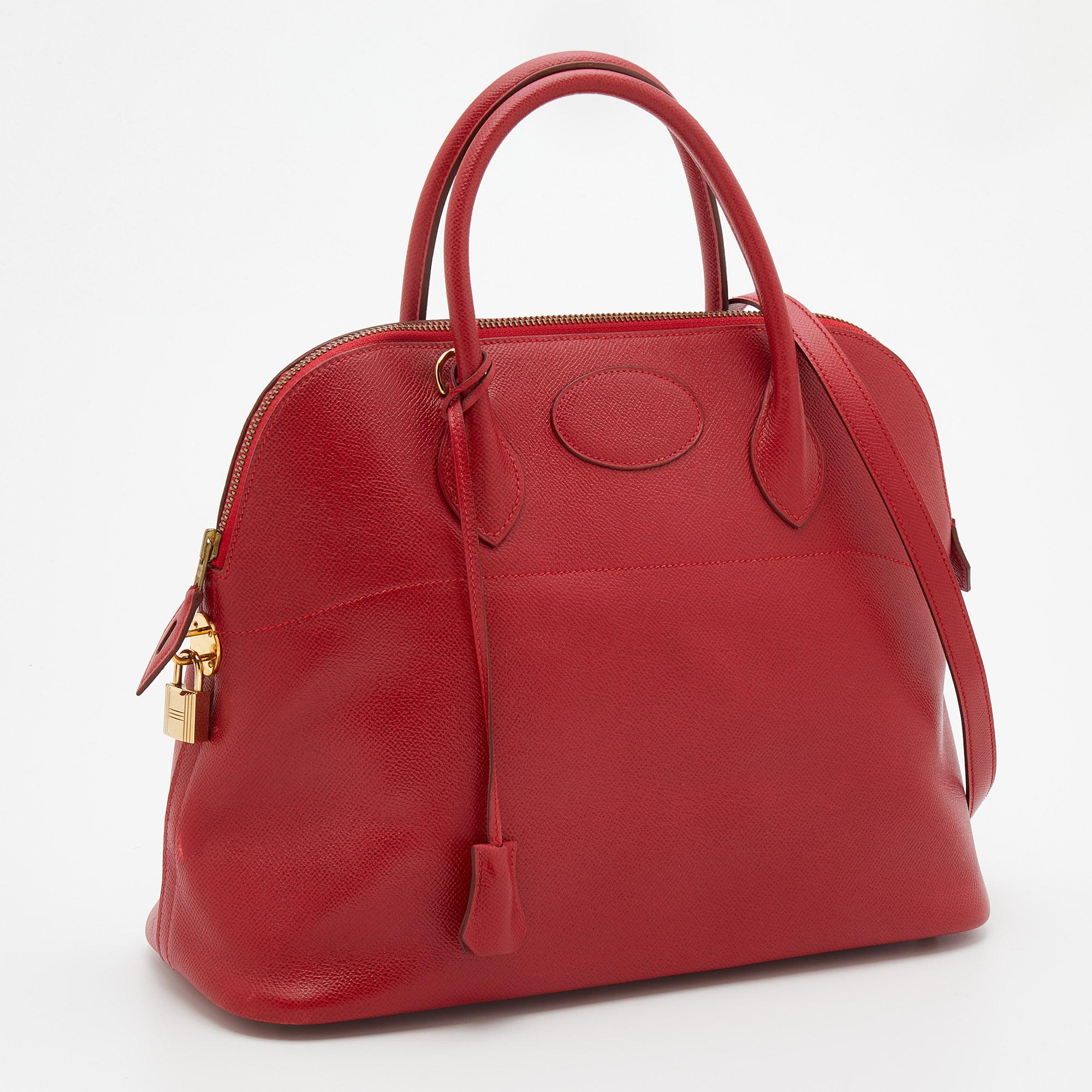Hermes Rogue Vif Courchevel Leather Bolide Bolide 35 Bag In Good Condition In Dubai, Al Qouz 2