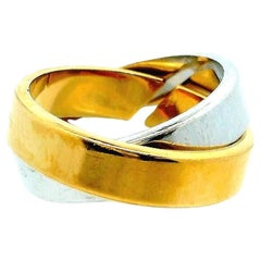 Anello Hermes Rolling in oro giallo e bianco 18k a 2 piastre W/Box