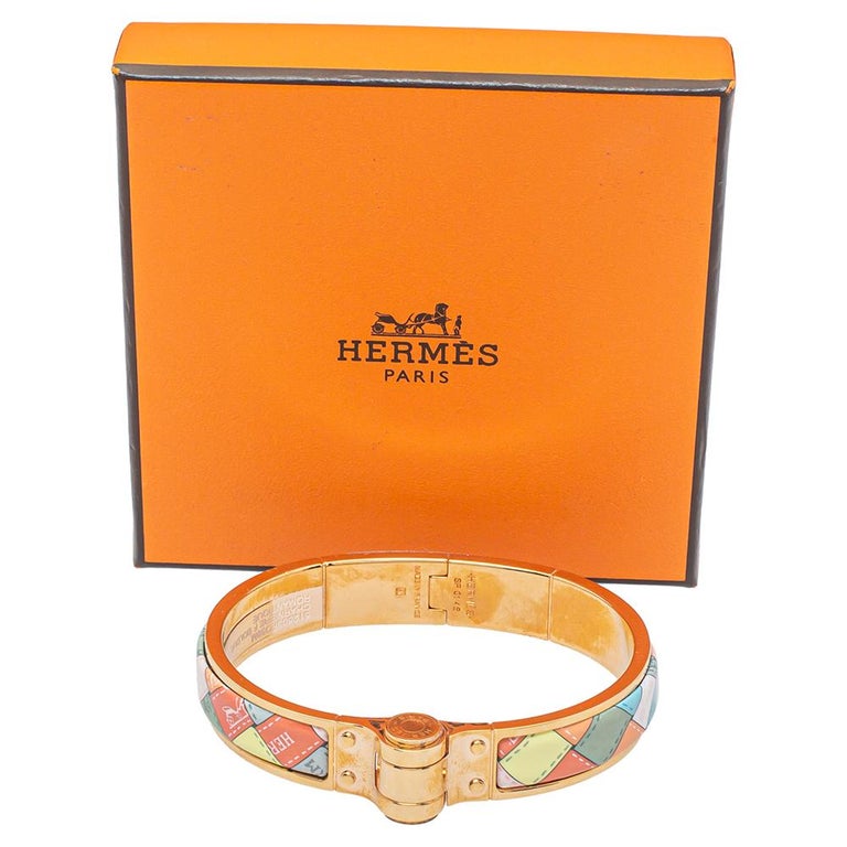 Hermès Multicolor Le Chat Carre Enamel Clic H Bracelet GM Gold Hardware  Available For Immediate Sale At Sotheby's