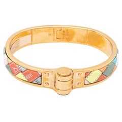 Hermès Romantique Bolduc au Carré Enamel Hinged Bracelet GM