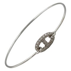Hermès - Bracelet Ronde Chaine D'Ancre en or blanc et diamants:: petit modèle