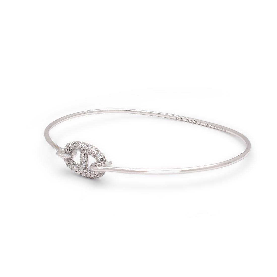 Hermès Ronde Chaine D'Ancre White Gold Diamond Bracelet, Small Model For  Sale at 1stDibs