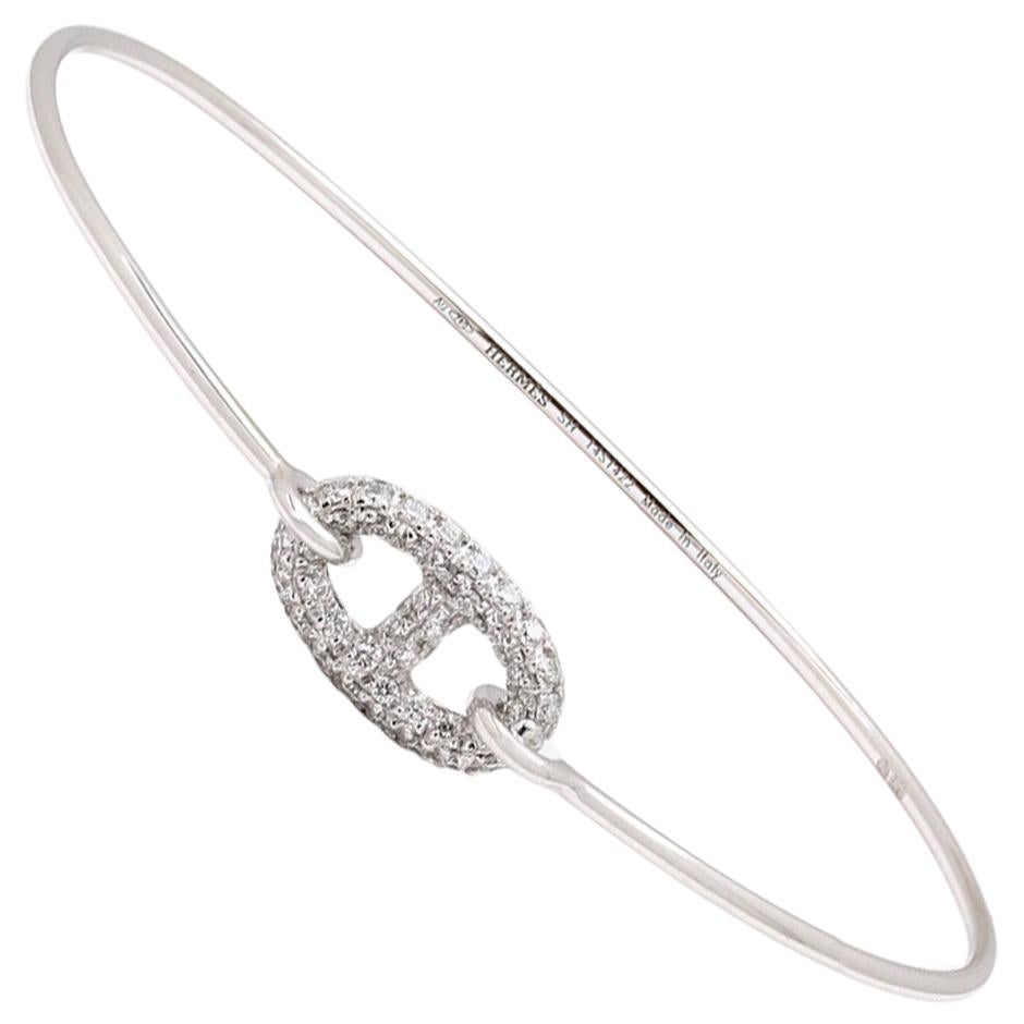Hermès Ronde Chaine D'Ancre White Gold Diamond Bracelet, Small Model