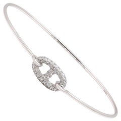 Hermès Ronde Chaine D'Ancre White Gold Diamond Bracelet, Small Model