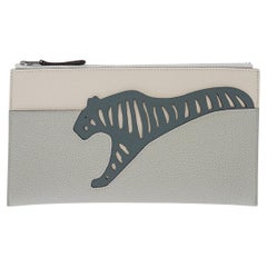 Hermes Rooroo Pouch Vert Amande / Craie / Gris Pearl Epsom and Togo Leather