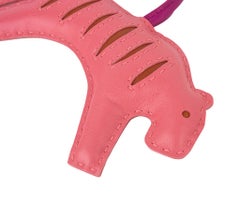 Hermes Rooroo Tiger Bag Charm Rose Azalee Pain d'Epice and Rose Pourpre