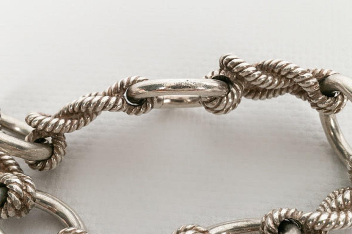 Hermes Rope Knot Sailor Bracelet in Silver In Excellent Condition In SAINT-OUEN-SUR-SEINE, FR