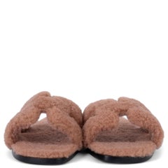 HERMES Rose Aube pink wool skin ORAN Sandals Shoes 41 fit 40