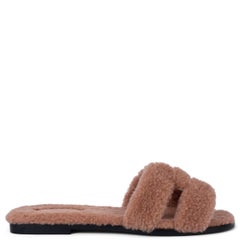 HERMES Rose Aube pink wool skin ORAN Sandals Shoes 41 fit 40
