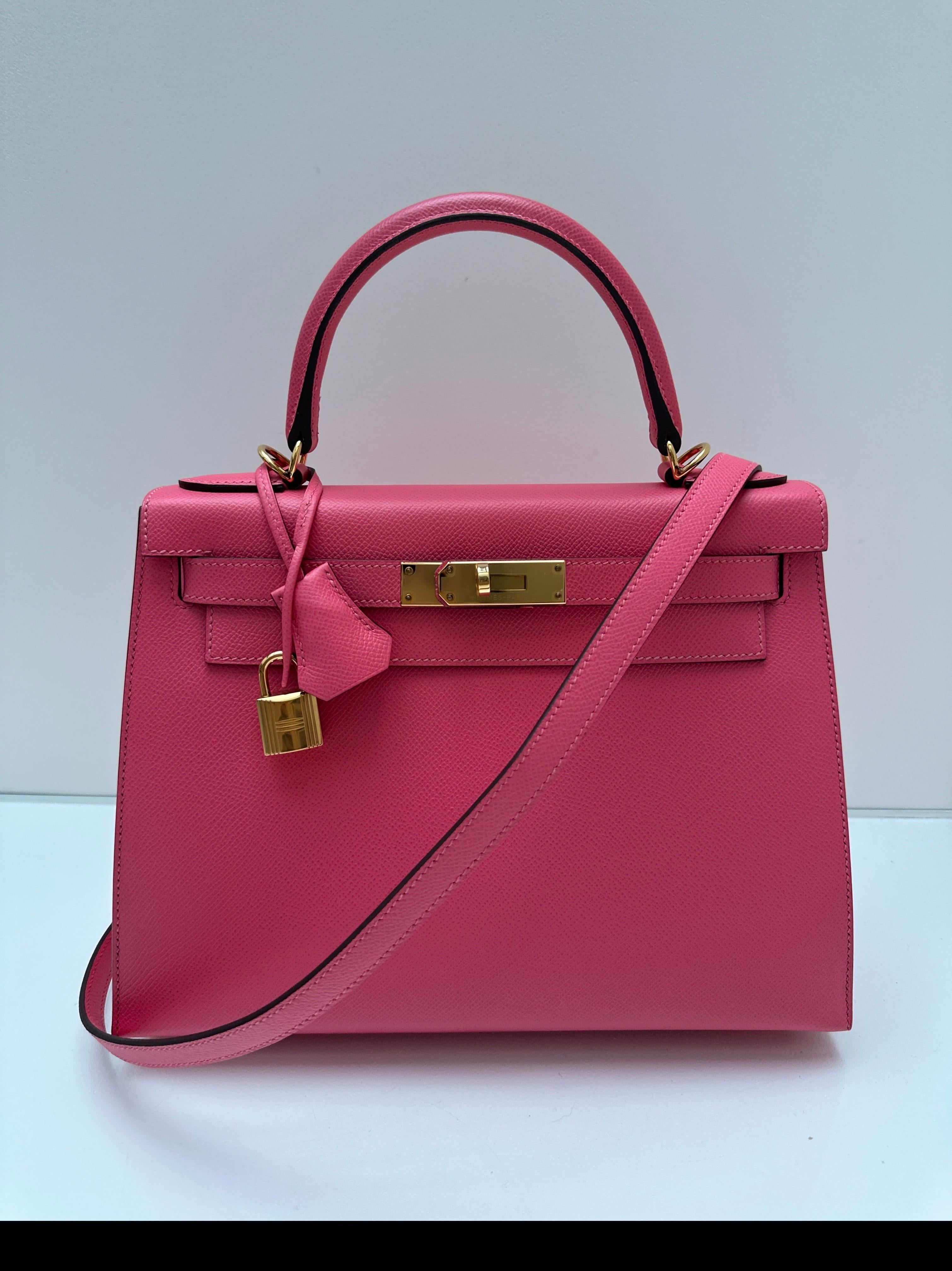 Hermes Rose Azalea Kelly 28 Bag For Sale 10