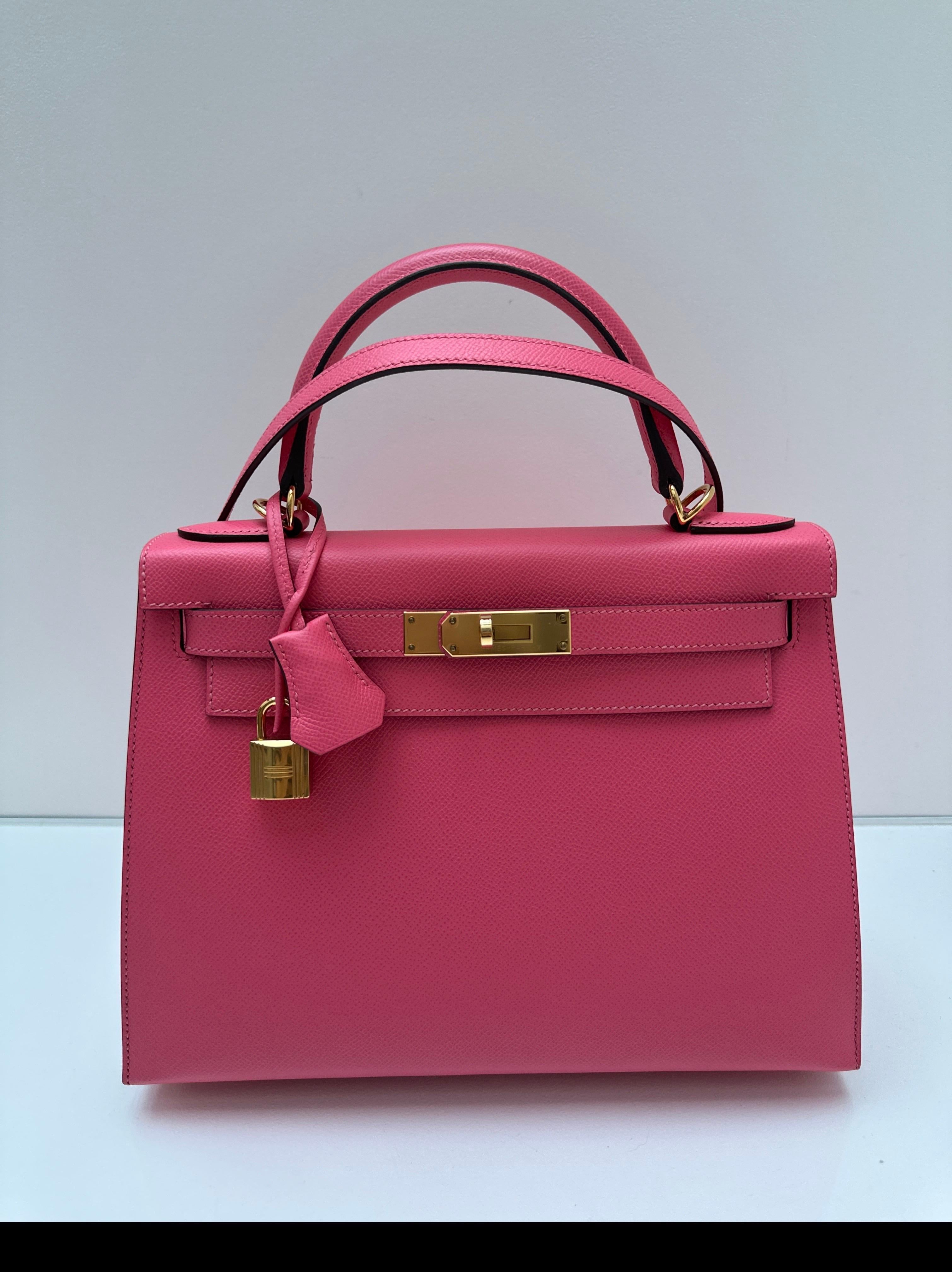 Hermes Rose Azalea Kelly 28 Bag For Sale 14