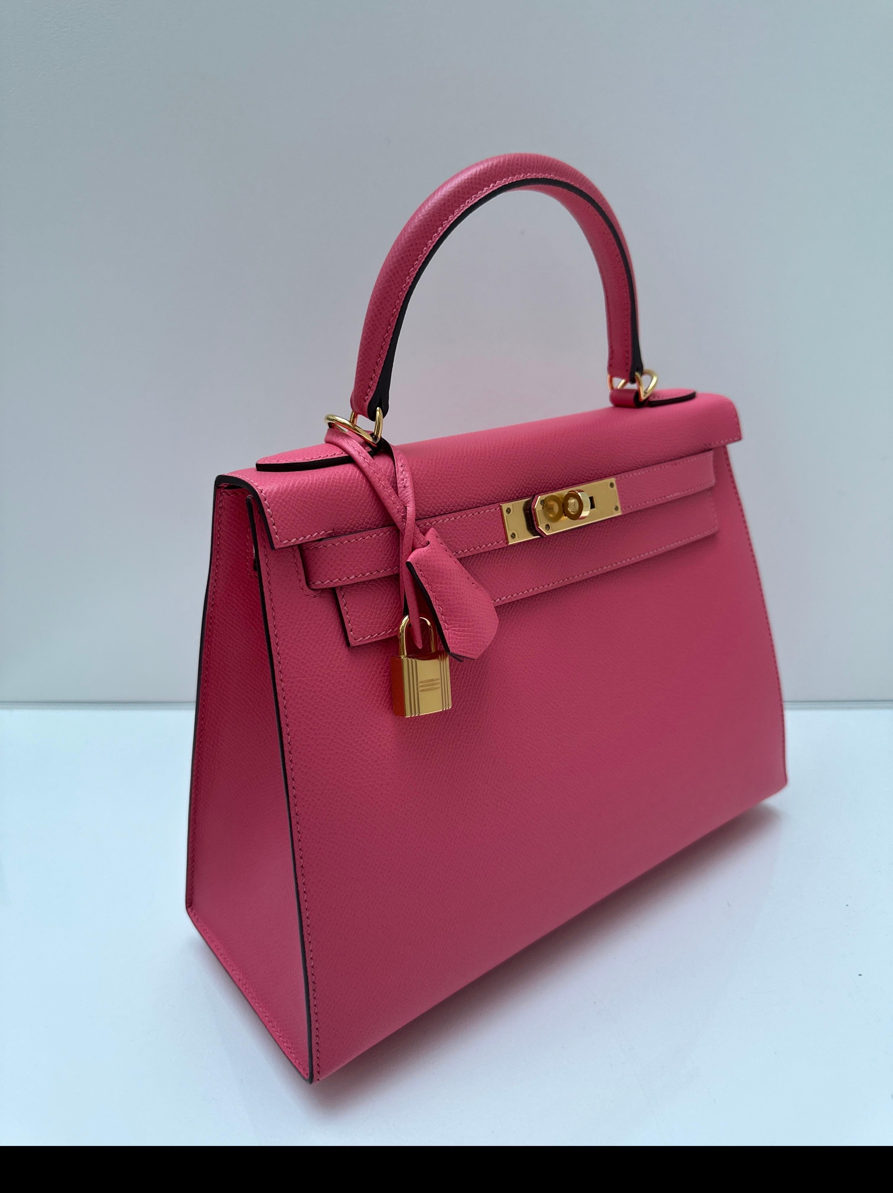 Red Hermes Rose Azalea Kelly 28 Bag For Sale