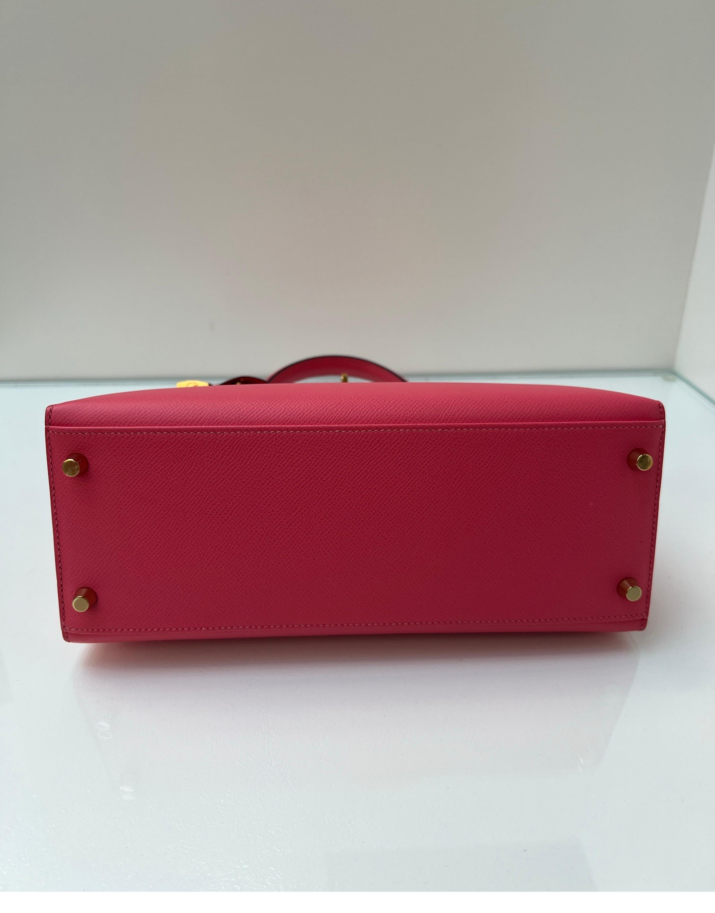 Hermes Rose Azalea Kelly Sellier 28 Bag 6