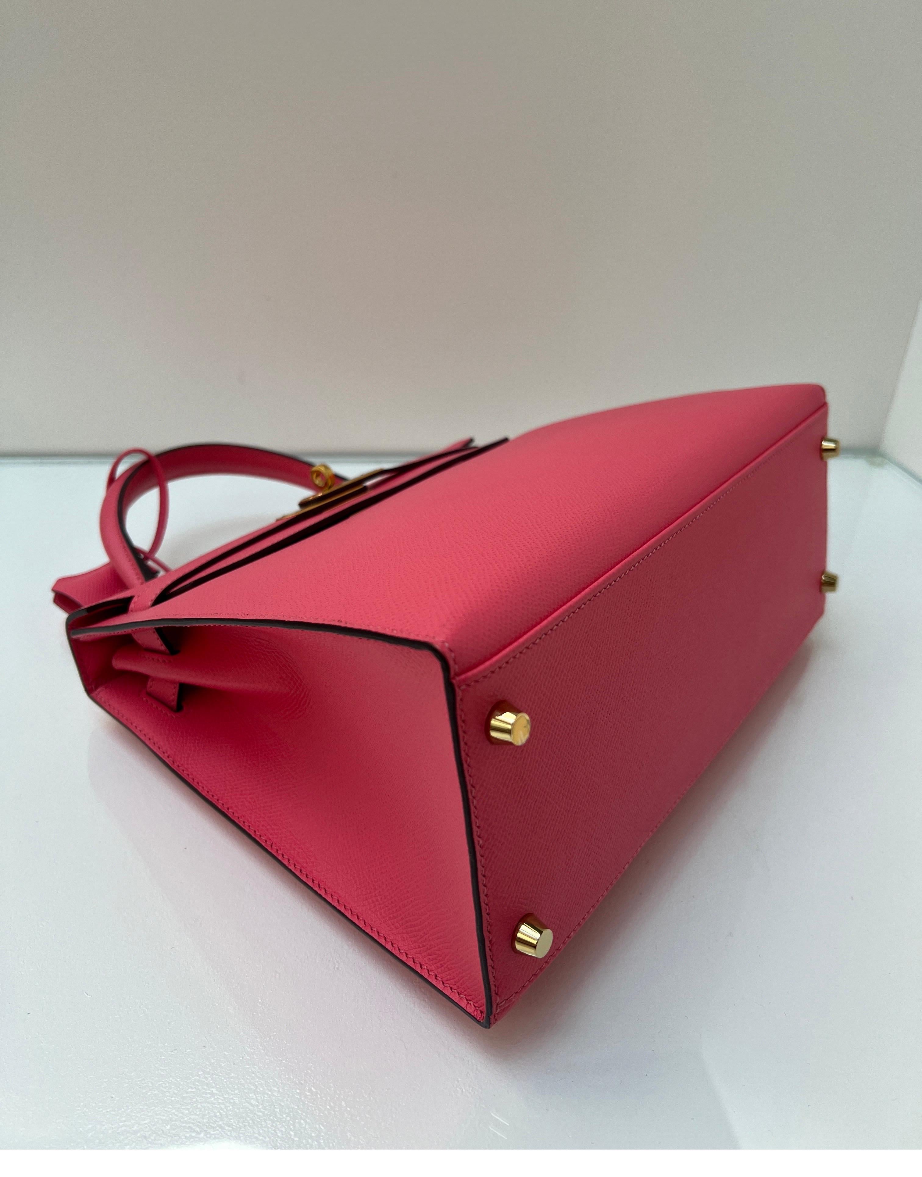 Hermes Rose Azalea Kelly Sellier 28 Bag 7