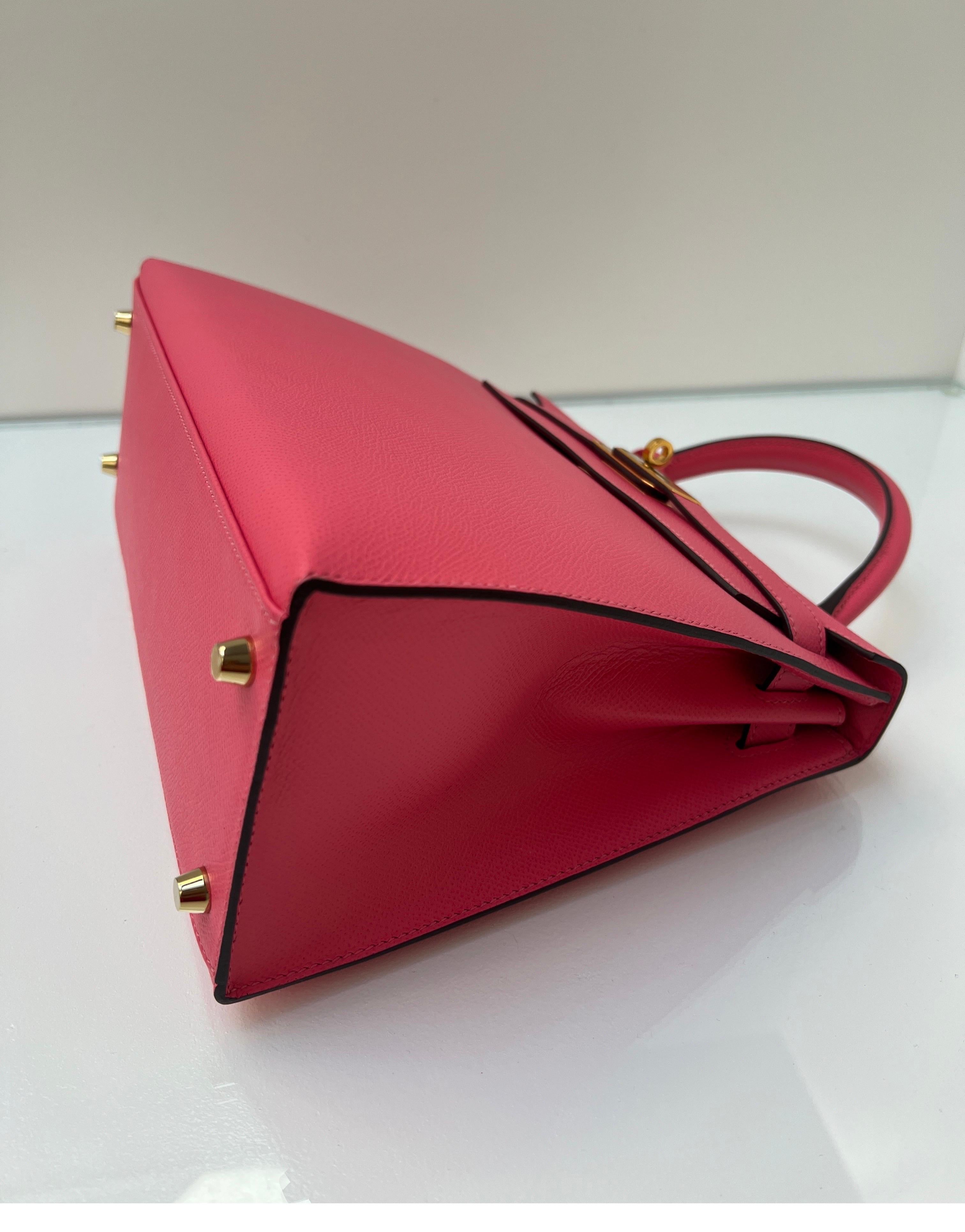 Hermes Rose Azalea Kelly Sellier 28 Bag 8