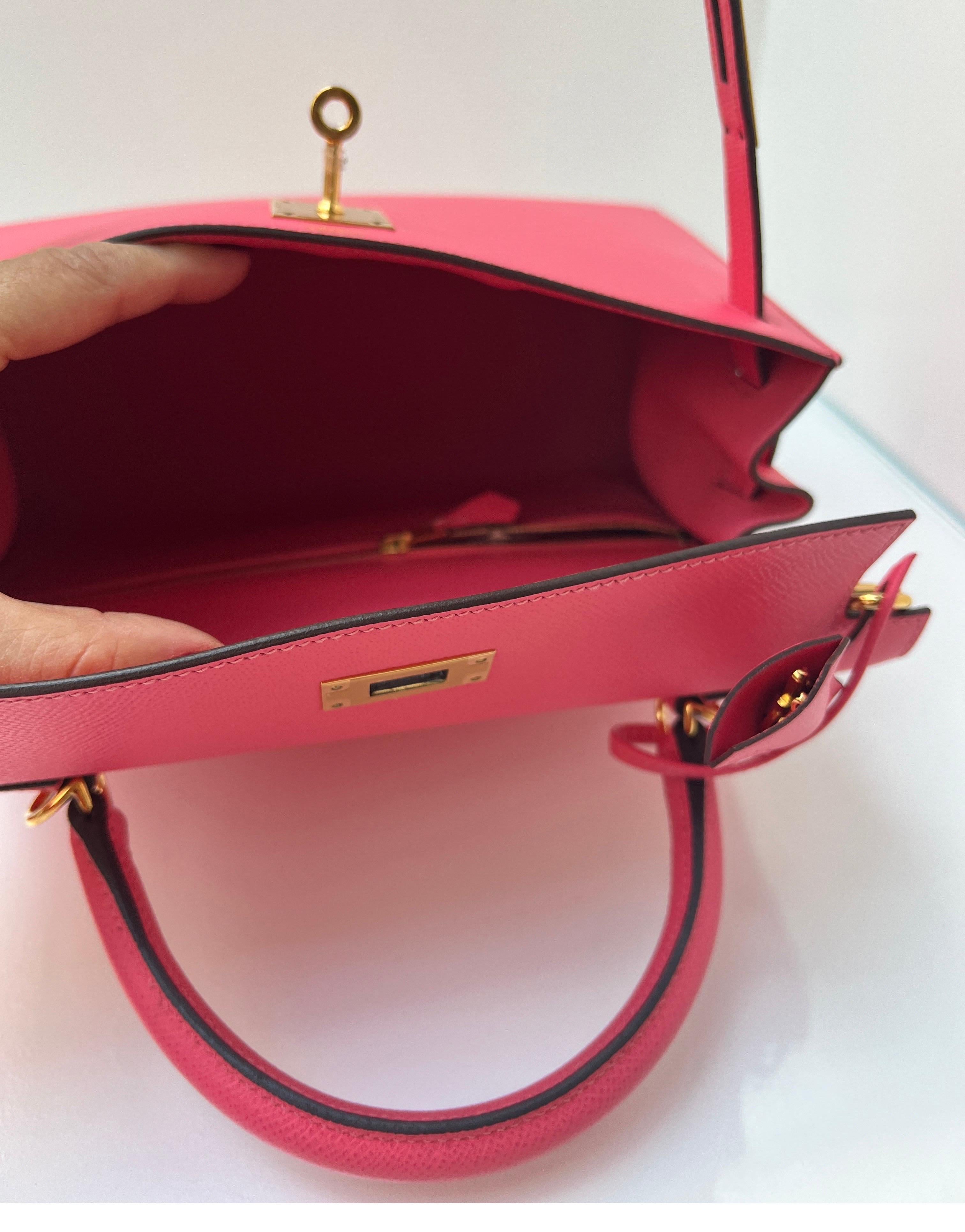 Hermes Rose Azalea Kelly Sellier 28 Bag 9