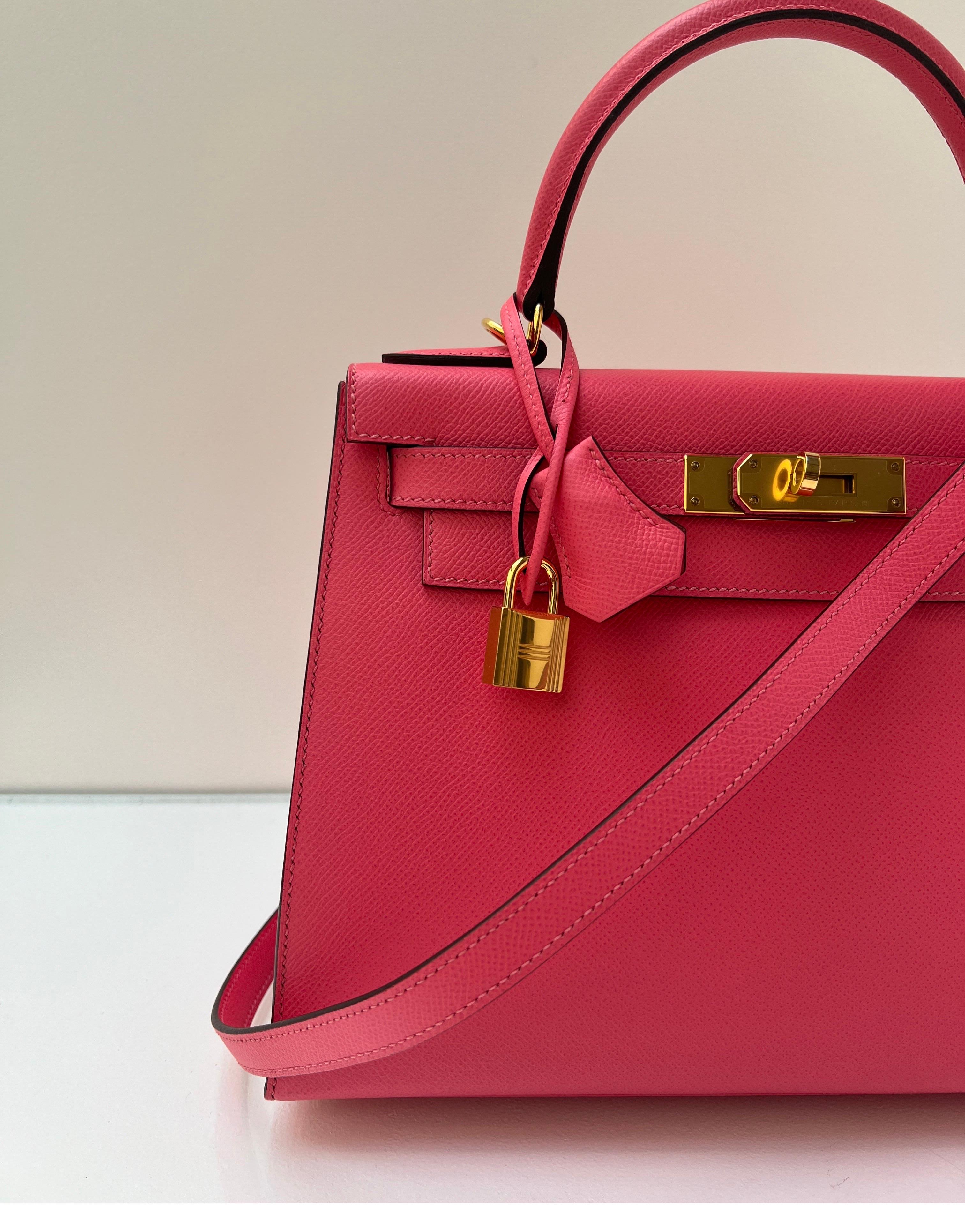 Hermes Rose Azalea Kelly Sellier 28 Bag 13