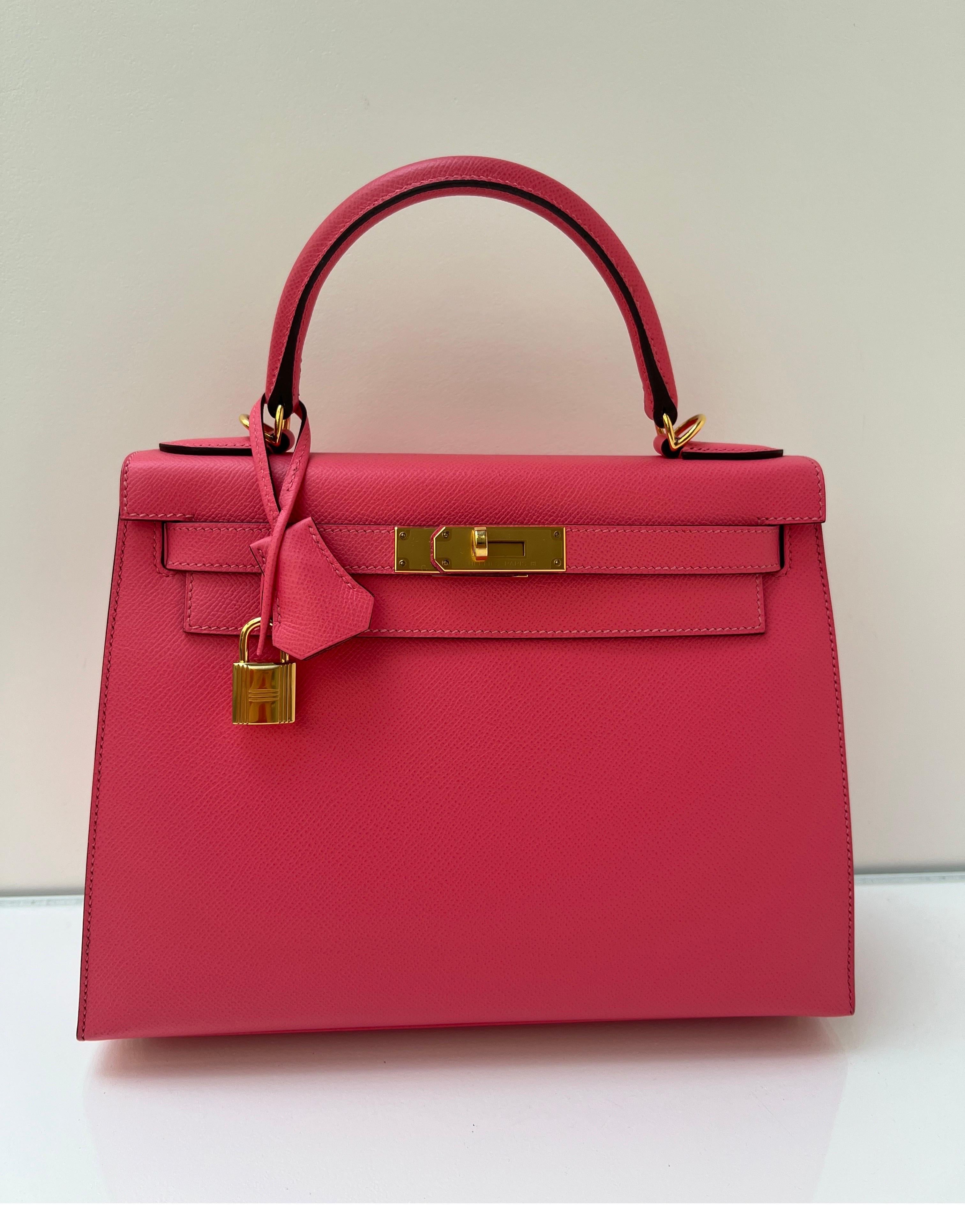 Red Hermes Rose Azalea Kelly Sellier 28 Bag