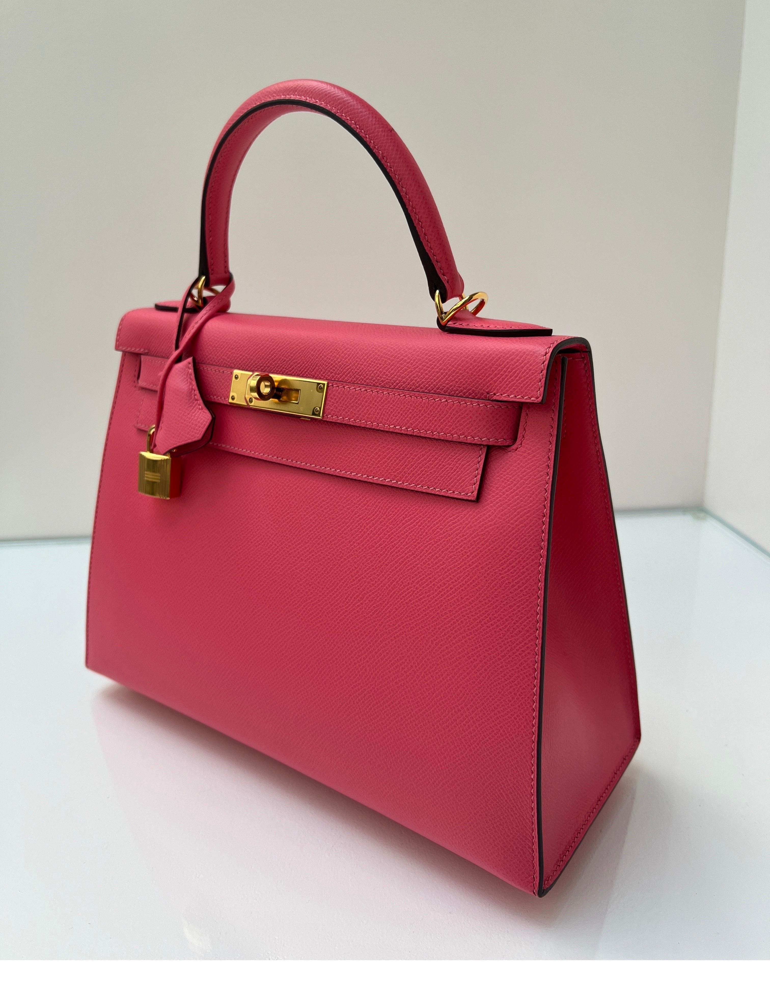 Women's or Men's Hermes Rose Azalea Kelly Sellier 28 Bag
