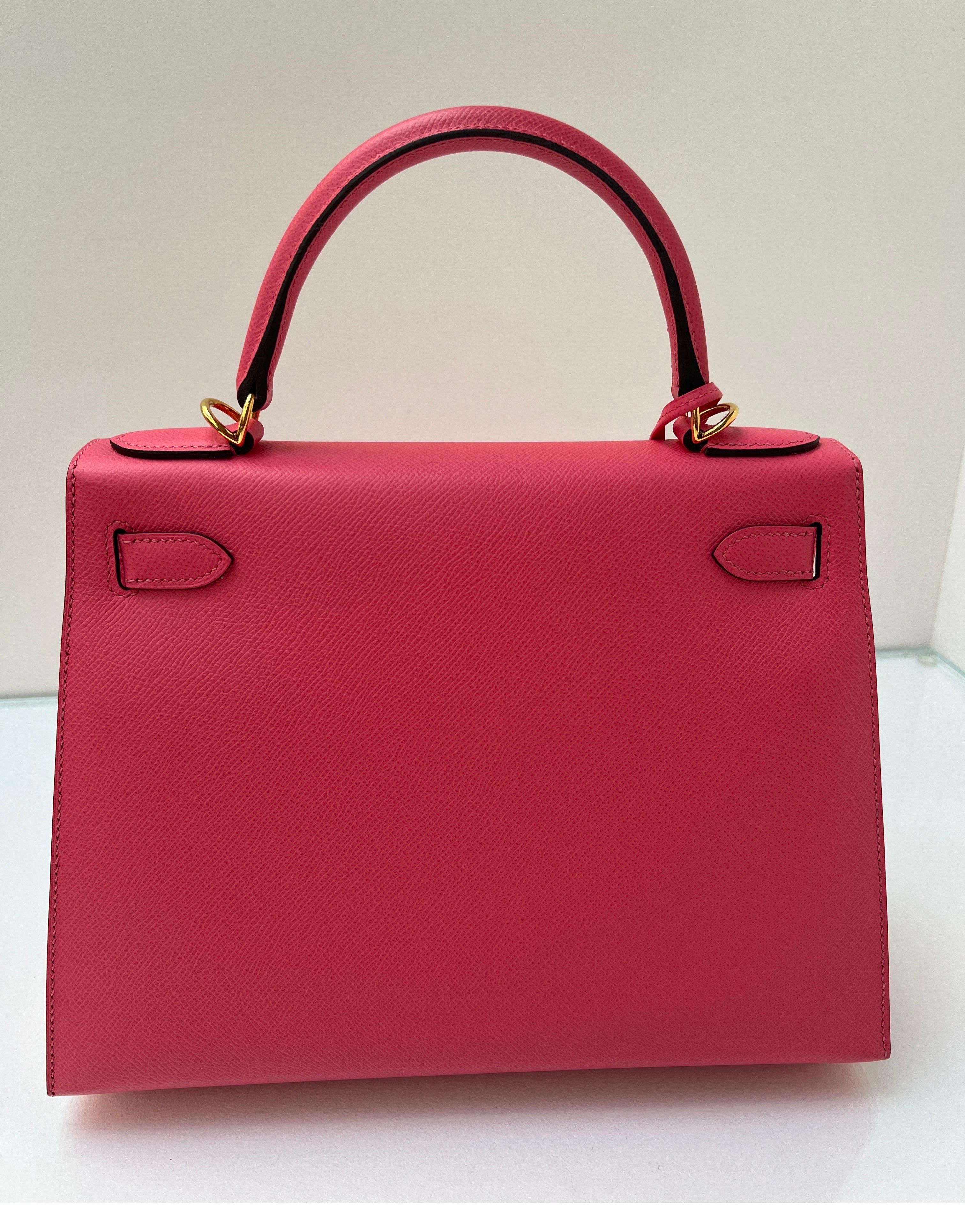Hermes Rose Azalea Kelly Sellier 28 Bag 4