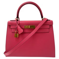 Hermes Rose Azalea Kelly Sellier 28 Bag