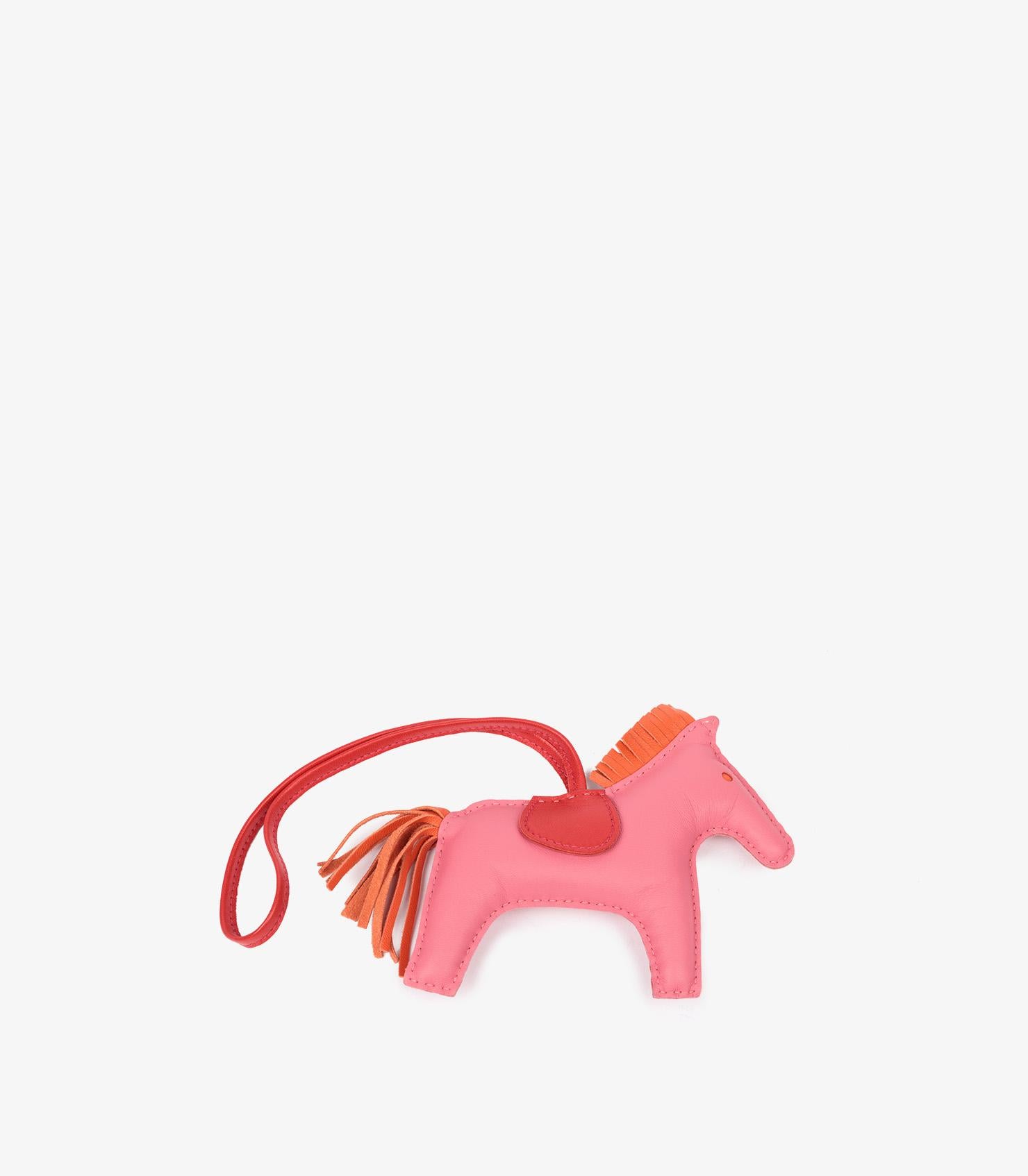 Women's or Men's Hermès Rose Azalea, Orange Poppy, Rouge Indien Milo Lambskin Leather Rodeo Charm For Sale