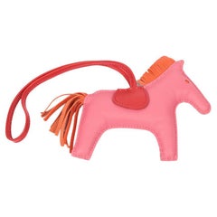 Hermès Rose Azalea, Orange Poppy, Rouge Indien Milo Lambskin Lambskin Rodeo Charm