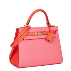 HERMÈS Rose Azalea & Rose Jaipur Leather HSS Special Order Kelly 28cm Sellier