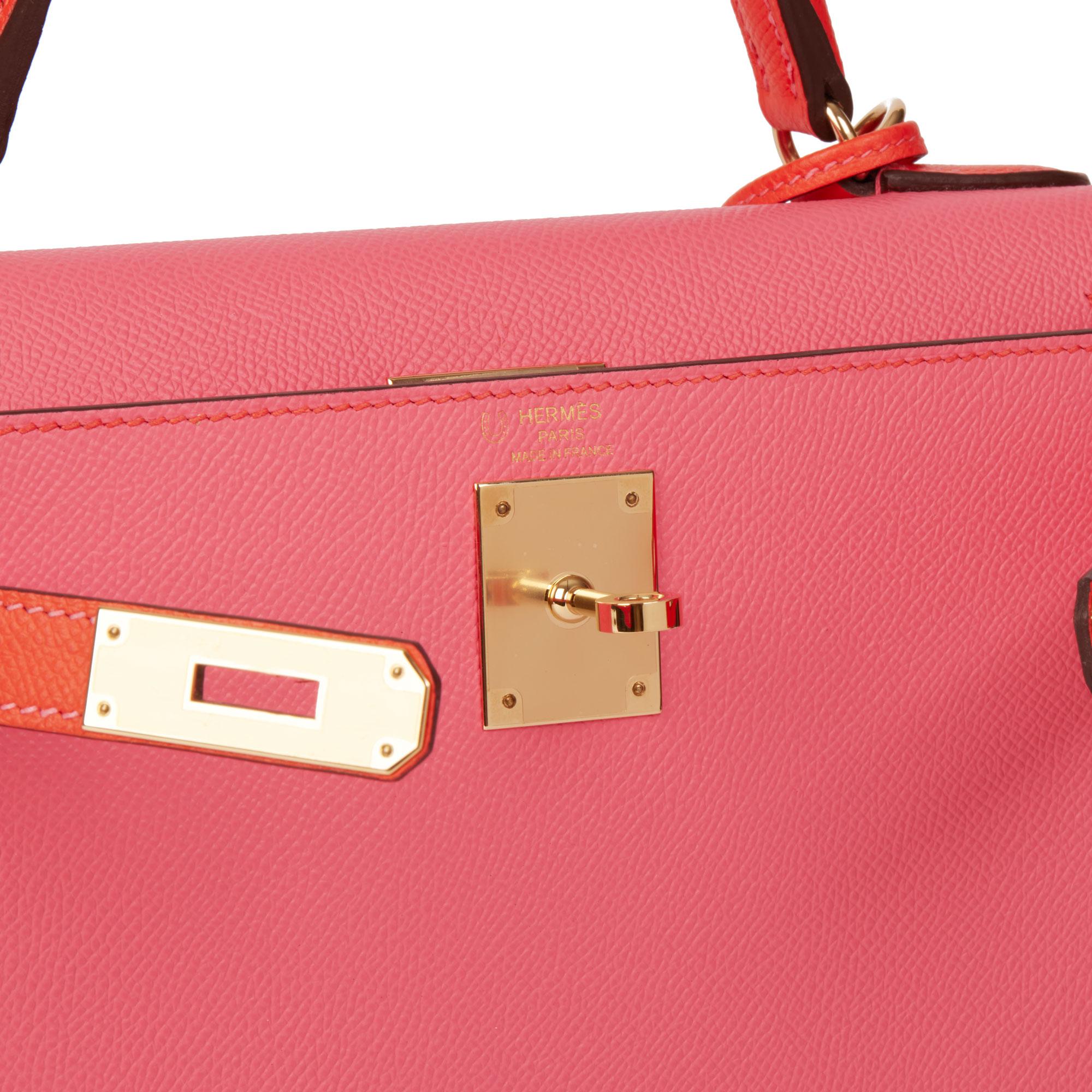 HERMÈS Rose Azalea & Rose Jaipur Leather HSS Special Order Kelly 28cm Sellier 2