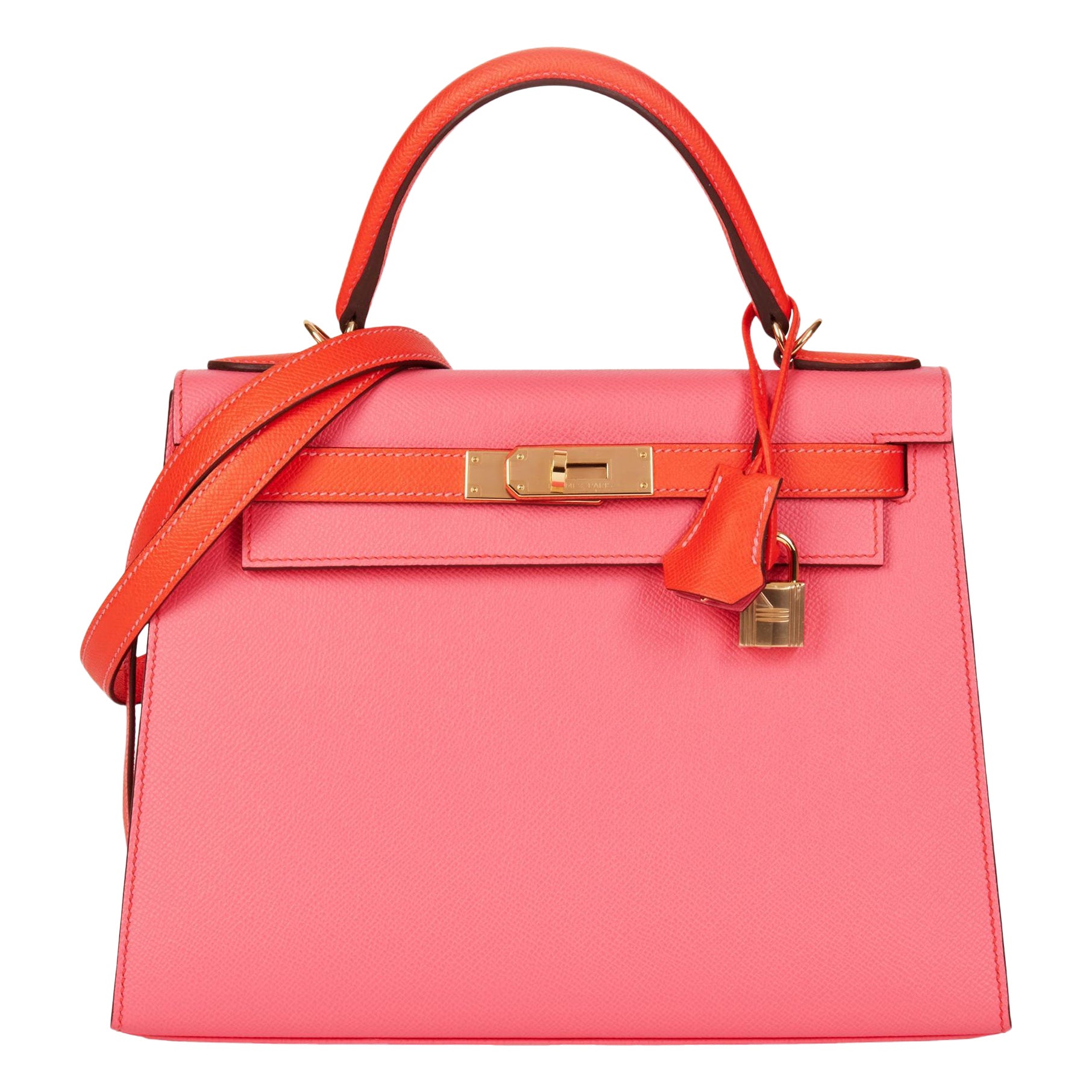 HERMÈS Rose Azalea 
Rose Jaipur Leather HSS Special Order Kelly 28cm Sellier